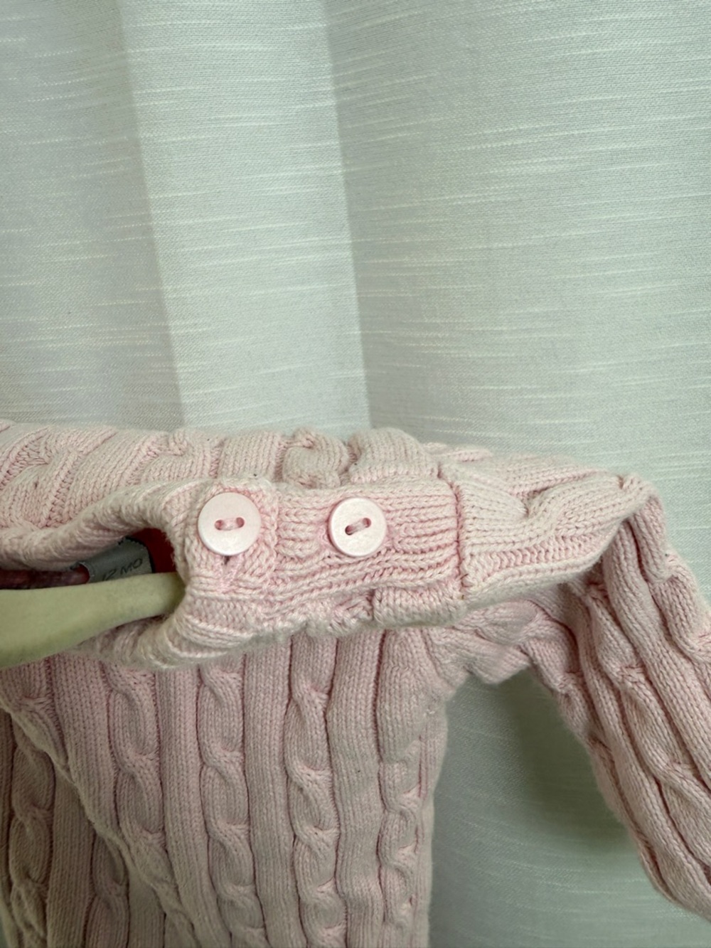 Elegant Baby Pink Cable Knit One Piece Romper Cozy Luxury | Size 12M - Picture 10 of 12